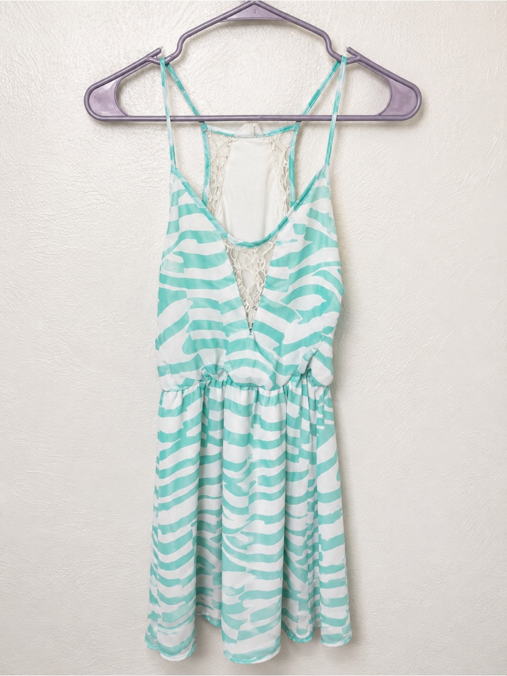 Pins & Needles Teal and White Lace Trim Slip